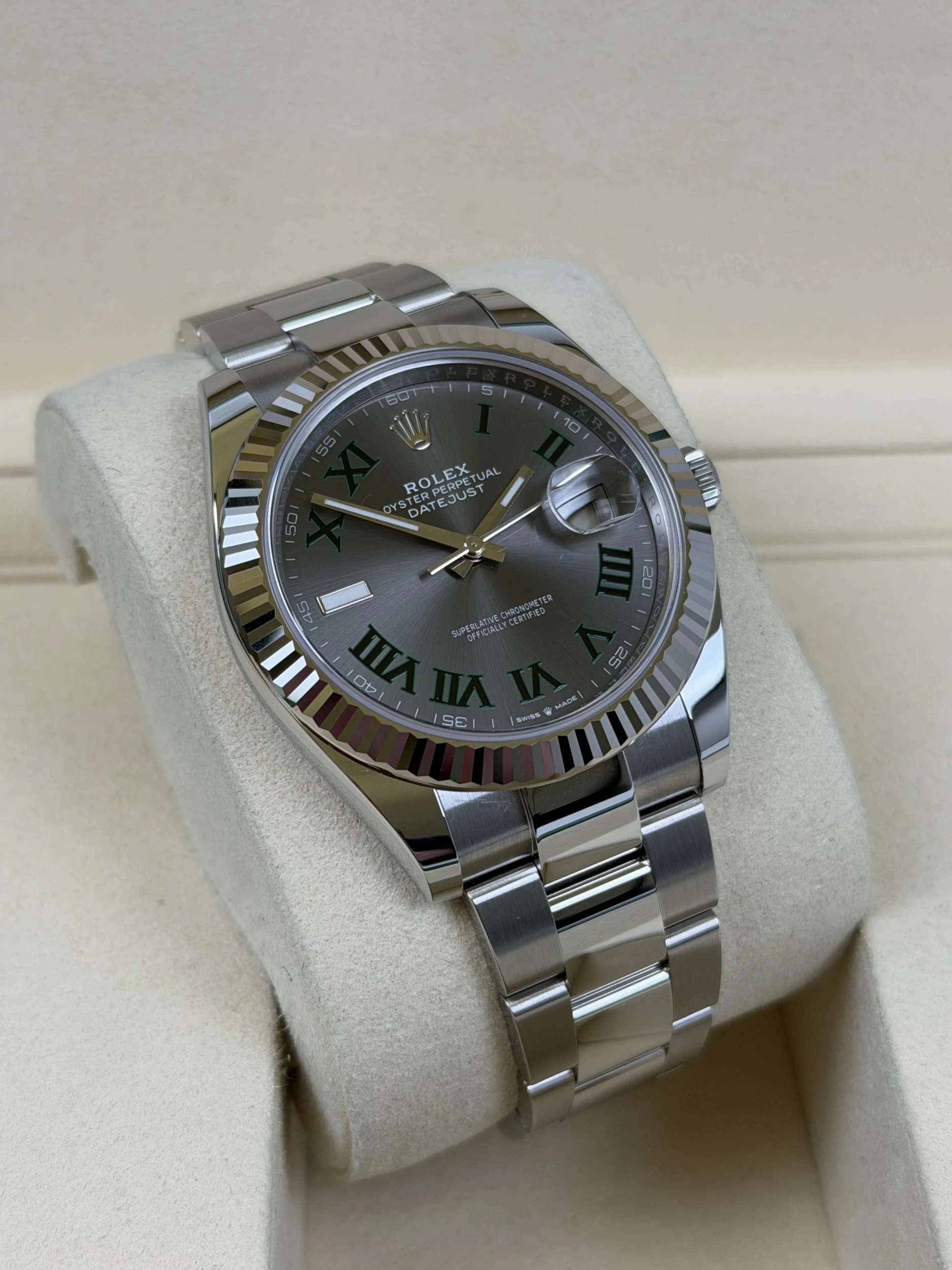 2025 ROLEX DATEJUST 41MM STAINLESS STEEL WIMBLEDON DIAL 126334