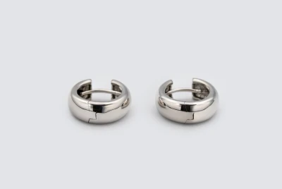 9ct White Gold 1.5cm Huggie Hoop Earrings