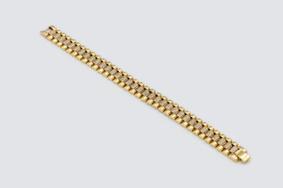 9ct Yellow Gold Diamond Rolex Style Bracelet