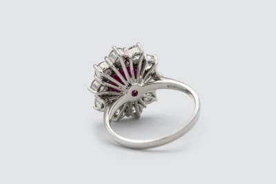 18ct White Gold 2.52ct Ruby and  1.75ct Diamond Cluster Ring Size M