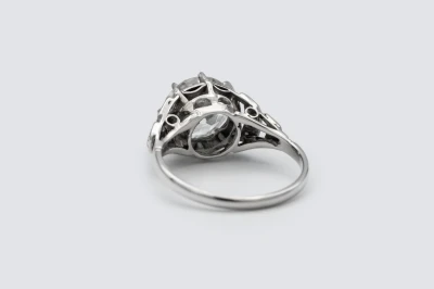 18ct White Gold and Platinum 3.10ct Solitaire Diamond Art Deco Ring Size M