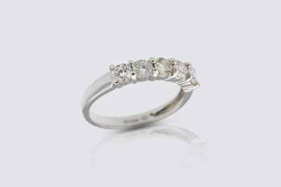 Brilliant Cut Diamond Five Stone Ring in Platinum 0.90ct Size N