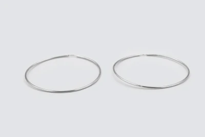 9ct White Gold Large Hoop Earrings 6cm