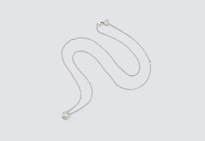 18ct White Gold 0.25ct Diamond Rubover Solitaire Necklace