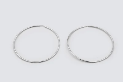 9ct White Gold Large Hoop Earrings 6cm