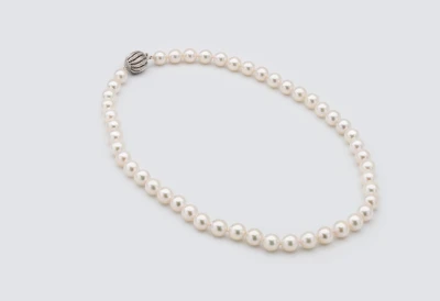 18ct White Gold Akoya Pearl and Diamond Necklace