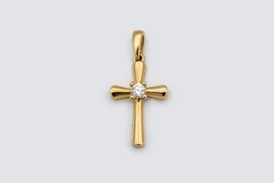 9ct Yellow Gold Diamond Cross Pendant