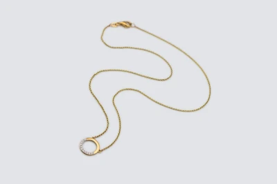 9ct Yellow Gold Diamond Circle Pendant Necklace