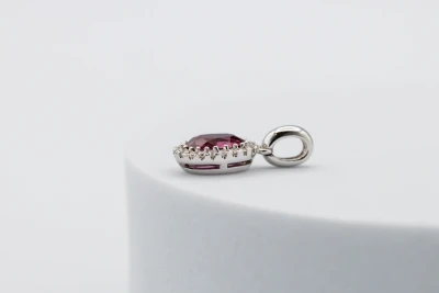 18ct White Gold 1.16ct Ruby and 0.09ct Diamond Pendant