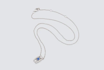 18ct White Gold 0.29ct Sapphire and Diamond Pendant Necklace