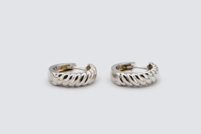 9ct White Gold 1.5cm Huggie Hoop Earrings