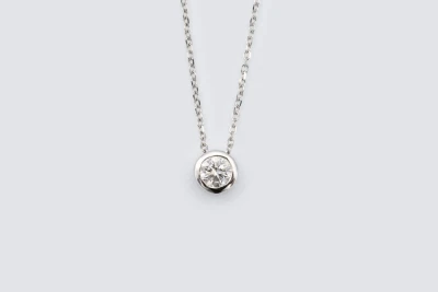 18ct White Gold 0.25ct Diamond Rubover Solitaire Necklace
